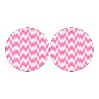 White And Pink Zigzag Pattern Print Car Coasters
