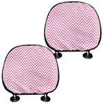 White And Pink Zigzag Pattern Print Car Headrest Covers