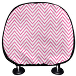 White And Pink Zigzag Pattern Print Car Headrest Covers