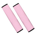 White And Pink Zigzag Pattern Print Car Seat Belt Covers