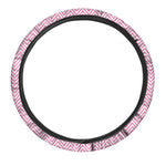 White And Pink Zigzag Pattern Print Car Steering Wheel Cover