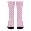 White And Pink Zigzag Pattern Print Crew Socks