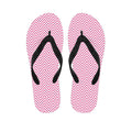 White And Pink Zigzag Pattern Print Flip Flops