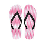 White And Pink Zigzag Pattern Print Flip Flops