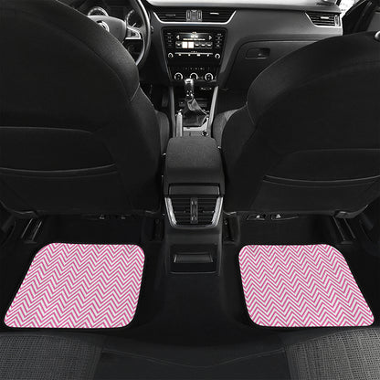 White And Pink Zigzag Pattern Print Front and Back Car Floor Mats