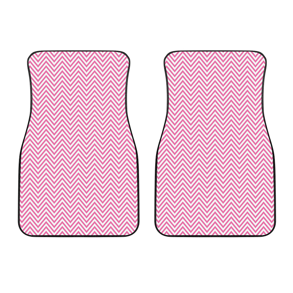 White And Pink Zigzag Pattern Print Front Car Floor Mats