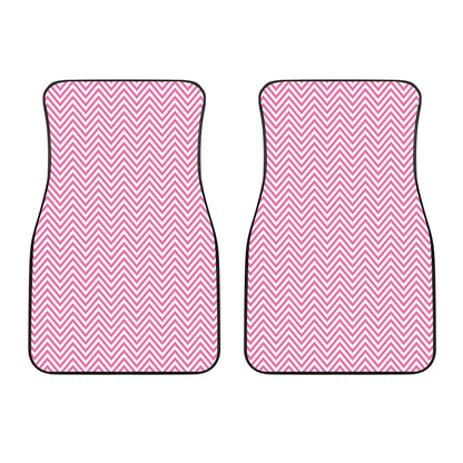White And Pink Zigzag Pattern Print Front Car Floor Mats