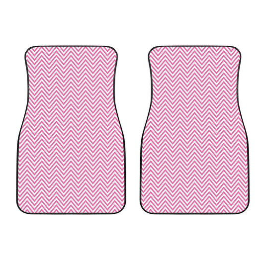 White And Pink Zigzag Pattern Print Front Car Floor Mats