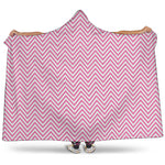 White And Pink Zigzag Pattern Print Hooded Blanket