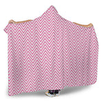 White And Pink Zigzag Pattern Print Hooded Blanket