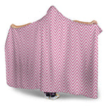 White And Pink Zigzag Pattern Print Hooded Blanket