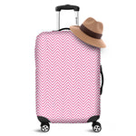 White And Pink Zigzag Pattern Print Luggage Cover