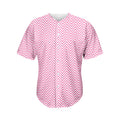 White And Pink Zigzag Pattern Print Men's Baseball Jersey