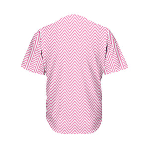White And Pink Zigzag Pattern Print Men's Baseball Jersey