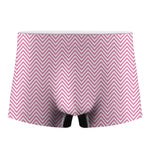 White And Pink Zigzag Pattern Print Men's Boxer Briefs