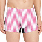 White And Pink Zigzag Pattern Print Men's Boxer Briefs