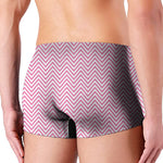White And Pink Zigzag Pattern Print Men's Boxer Briefs