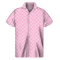 White And Pink Zigzag Pattern Print Men's Short Sleeve Shirt