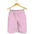 White And Pink Zigzag Pattern Print Men's Shorts