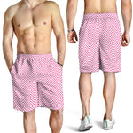 White And Pink Zigzag Pattern Print Men's Shorts