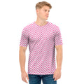 White And Pink Zigzag Pattern Print Men's T-Shirt