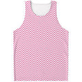 White And Pink Zigzag Pattern Print Men's Tank Top