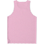 White And Pink Zigzag Pattern Print Men's Tank Top