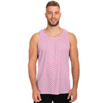 White And Pink Zigzag Pattern Print Men's Tank Top