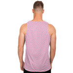 White And Pink Zigzag Pattern Print Men's Tank Top
