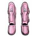 White And Pink Zigzag Pattern Print Muay Thai Shin Guards