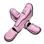 White And Pink Zigzag Pattern Print Muay Thai Shin Guard