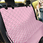 White And Pink Zigzag Pattern Print Pet Car Back Seat Cover