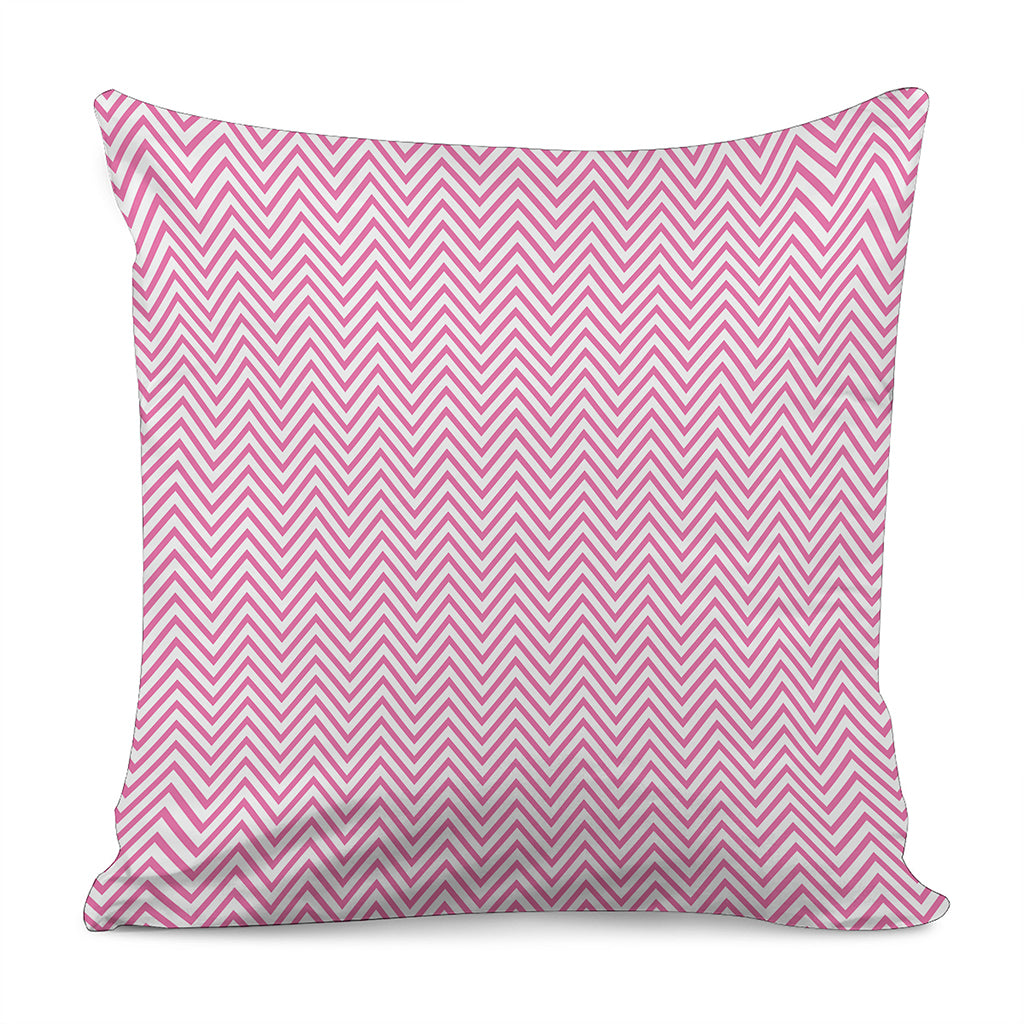 White And Pink Zigzag Pattern Print Pillow Cover