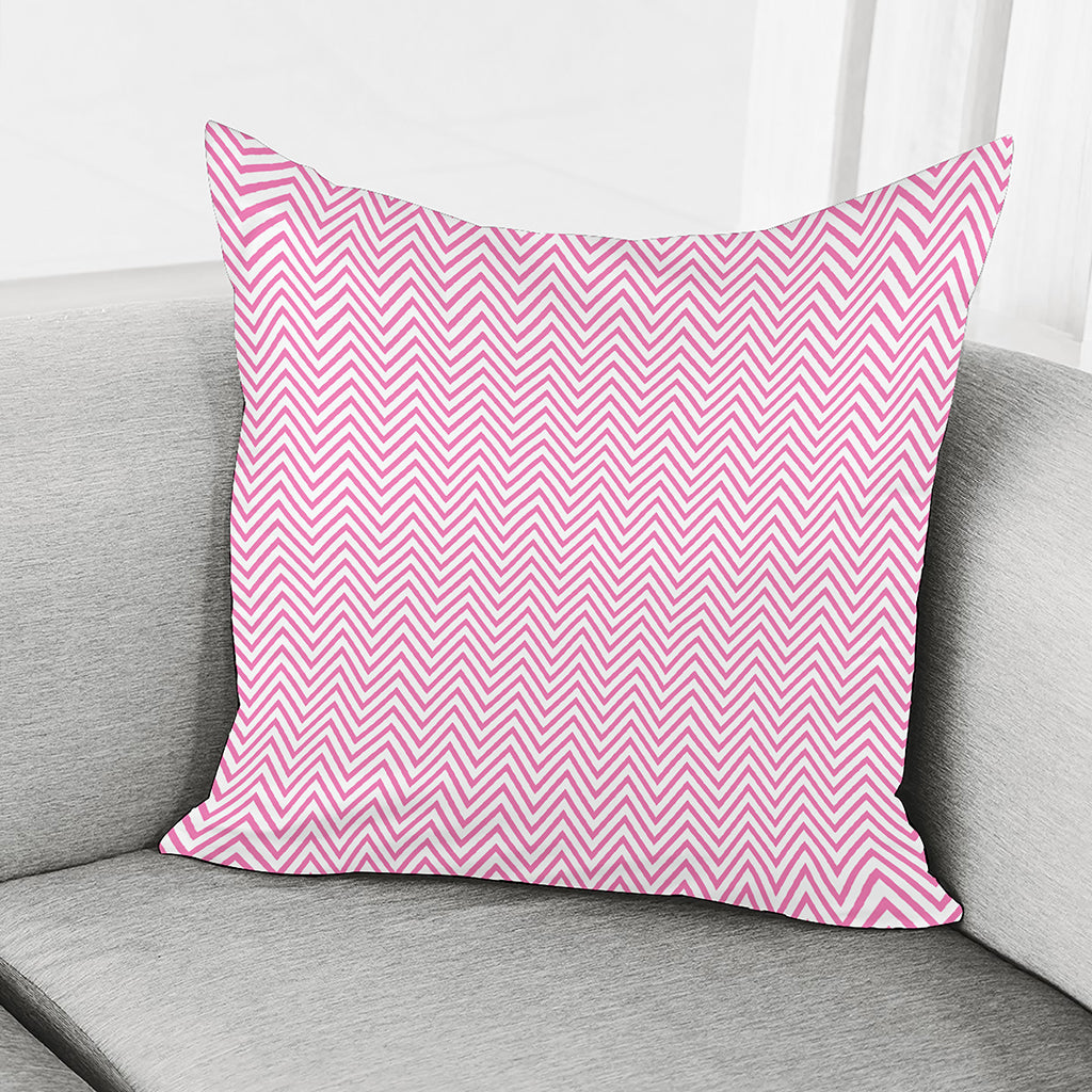 White And Pink Zigzag Pattern Print Pillow Cover