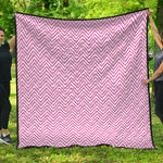 White And Pink Zigzag Pattern Print Quilt