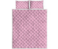 White And Pink Zigzag Pattern Print Quilt Bed Set
