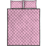 White And Pink Zigzag Pattern Print Quilt Bed Set