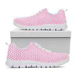 White And Pink Zigzag Pattern Print White Sneakers