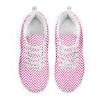 White And Pink Zigzag Pattern Print White Sneakers