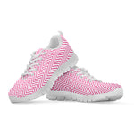 White And Pink Zigzag Pattern Print White Sneakers
