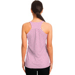 White And Pink Zigzag Pattern Print Women's Racerback Tank Top