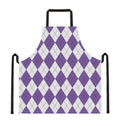 White And Purple Argyle Pattern Print Apron