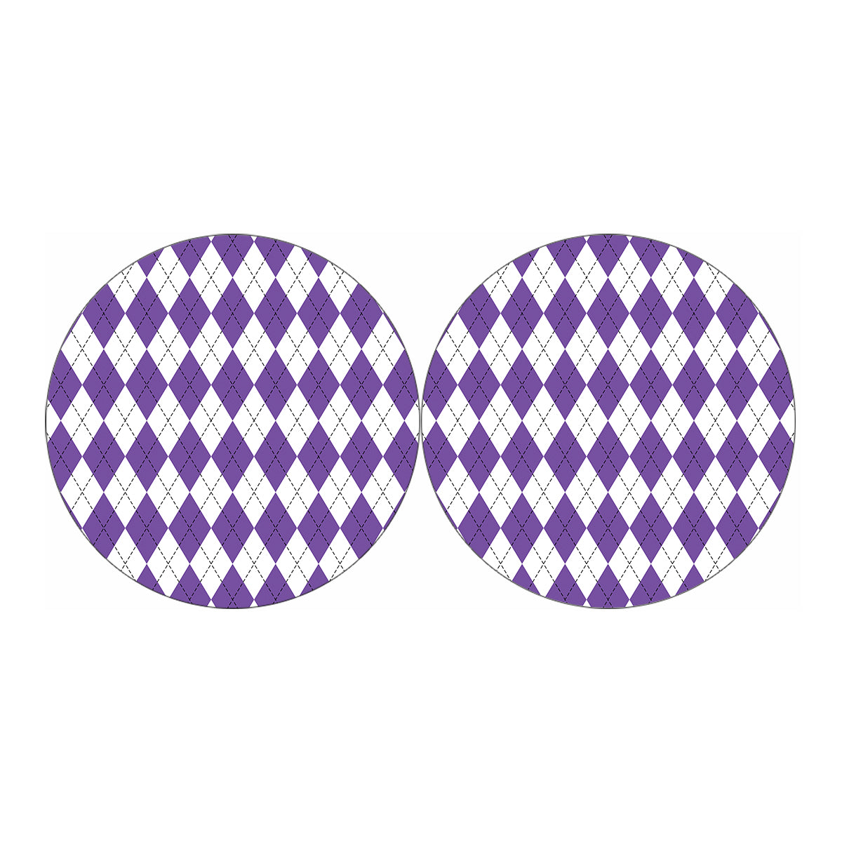 White And Purple Argyle Pattern Print Car Coasters