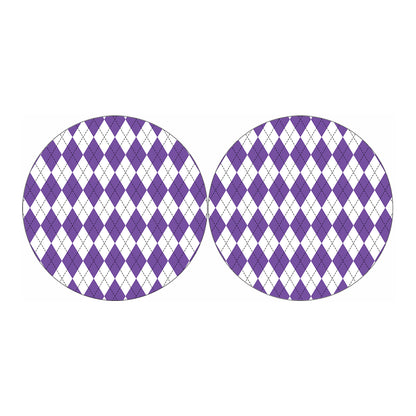 White And Purple Argyle Pattern Print Car Coasters