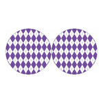 White And Purple Argyle Pattern Print Car Coasters