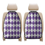 White And Purple Argyle Pattern Print Car Seat Organizers