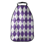White And Purple Argyle Pattern Print Car Seat Organizers