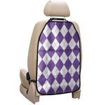 White And Purple Argyle Pattern Print Car Seat Organizers