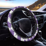 White And Purple Argyle Pattern Print Car Steering Wheel Cover