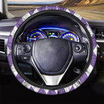 White And Purple Argyle Pattern Print Car Steering Wheel Cover
